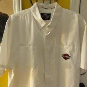 HARLEY DAVIDSON MEN'S WHITE SHORT SLEEVE DRESS SHIRT